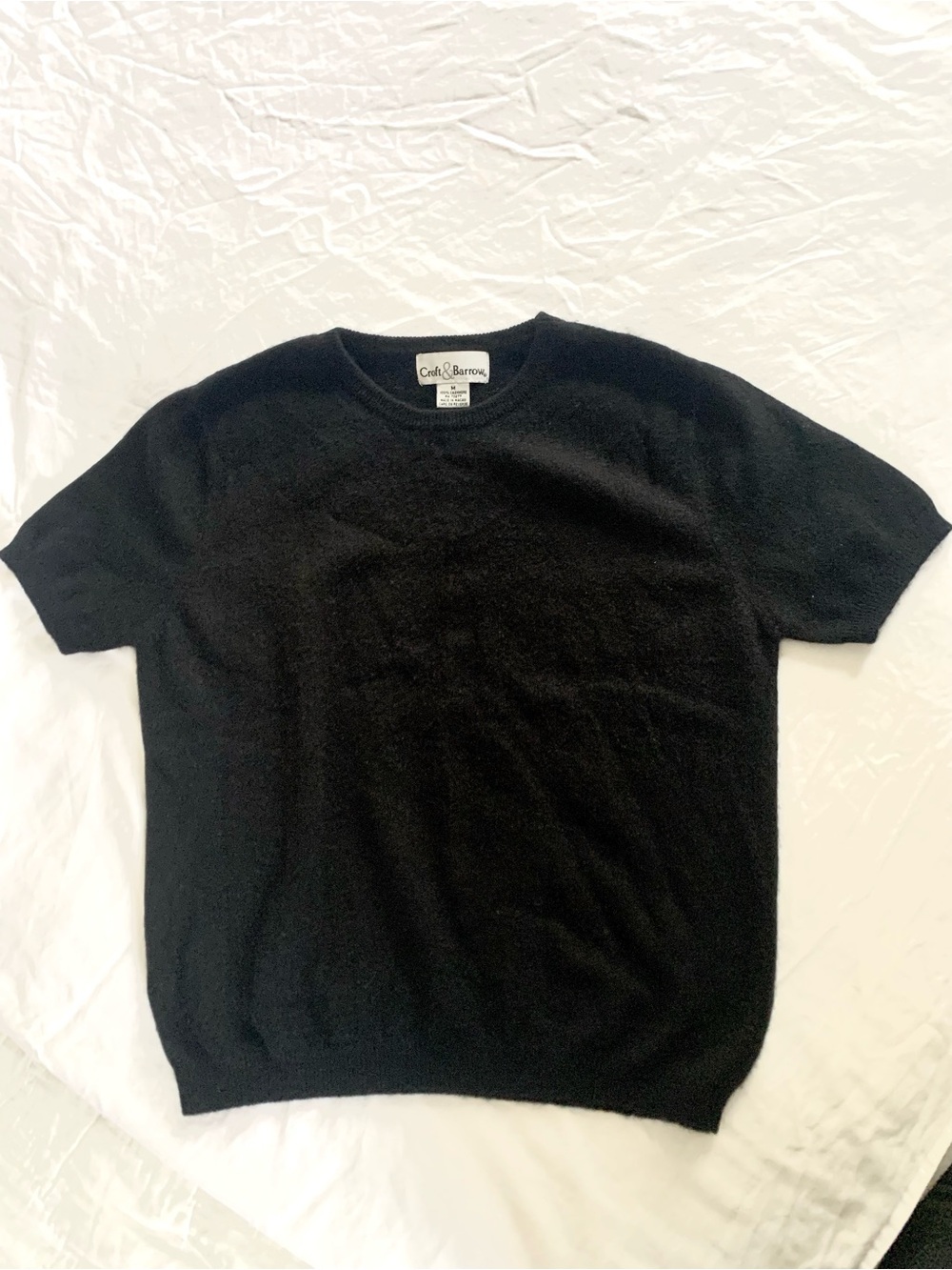 Croft and Barrow 100% Cashmere Short-Sleeve Sweater. Black- Medium
